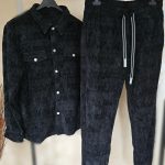 Compleu Casual Din Material Tip Catifea Reiată,Negru