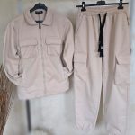 Compleu Premium Din Doua Piese,Material Texturat,Crem